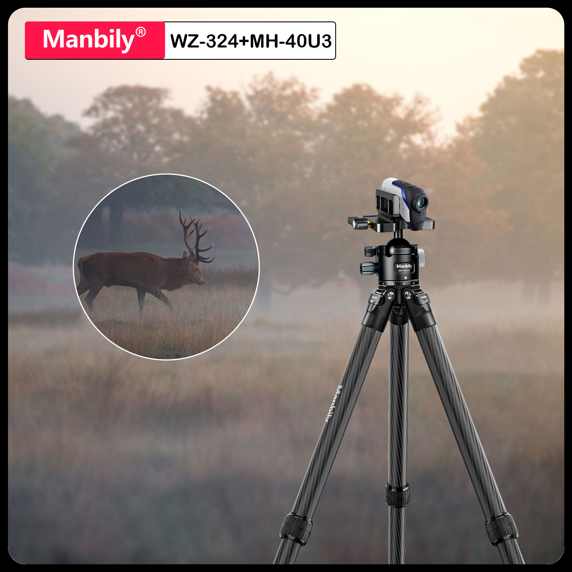 Outdoor Hunting Videos - Manbily WZ-324 with 40mm Ballhead MH-40U3
